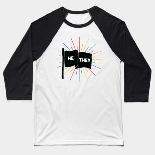 He/They Pronouns Retro Flag Baseball T-Shirt